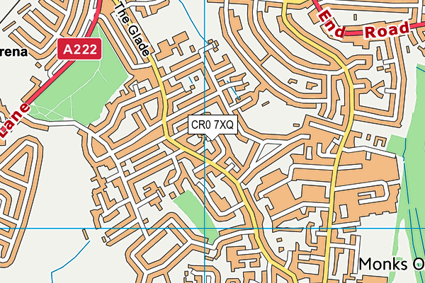 CR0 7XQ map - OS VectorMap District (Ordnance Survey)