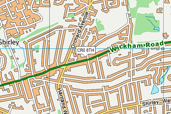 CR0 8TH map - OS VectorMap District (Ordnance Survey)