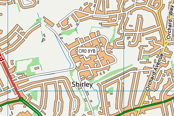 CR0 8YB map - OS VectorMap District (Ordnance Survey)