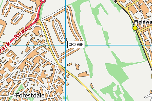 CR0 9BF map - OS VectorMap District (Ordnance Survey)