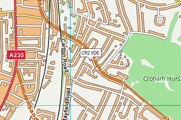 CR2 0DE map - OS VectorMap District (Ordnance Survey)