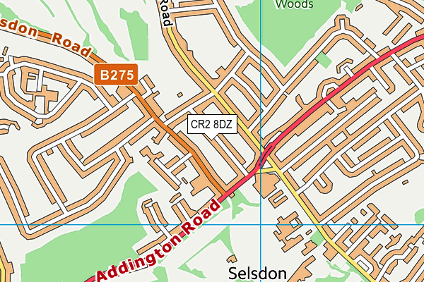 CR2 8DZ map - OS VectorMap District (Ordnance Survey)