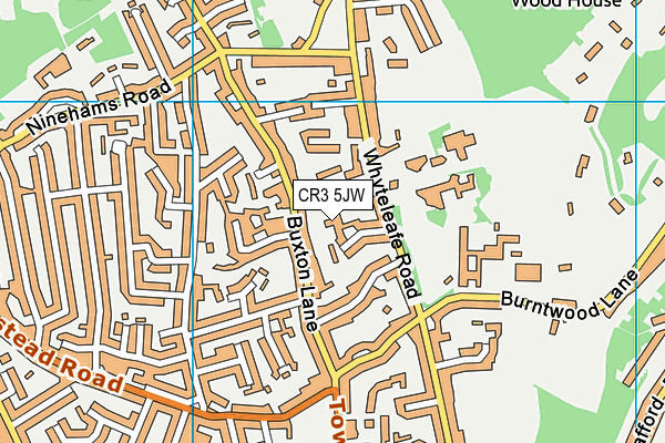 CR3 5JW map - OS VectorMap District (Ordnance Survey)