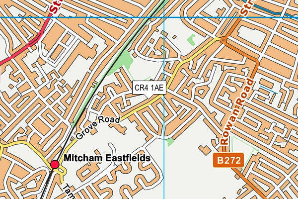 CR4 1AE map - OS VectorMap District (Ordnance Survey)