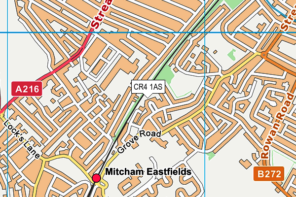 CR4 1AS map - OS VectorMap District (Ordnance Survey)