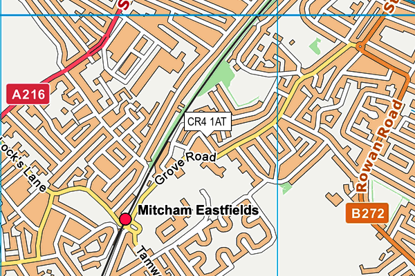 CR4 1AT map - OS VectorMap District (Ordnance Survey)