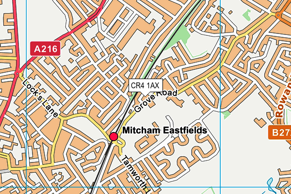 CR4 1AX map - OS VectorMap District (Ordnance Survey)