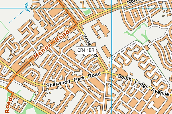 CR4 1BR map - OS VectorMap District (Ordnance Survey)