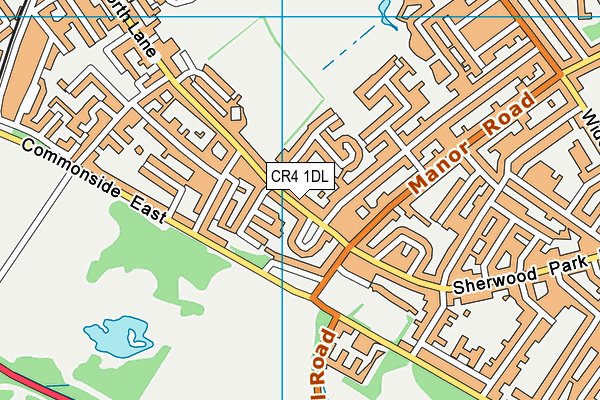 Elmwood Lawn Tennis Club (Mitcham) map (CR4 1DL) - OS VectorMap District (Ordnance Survey)