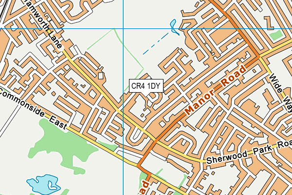 CR4 1DY map - OS VectorMap District (Ordnance Survey)
