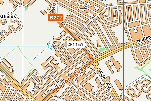 CR4 1EW map - OS VectorMap District (Ordnance Survey)