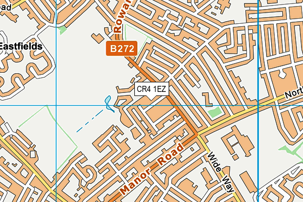 CR4 1EZ map - OS VectorMap District (Ordnance Survey)