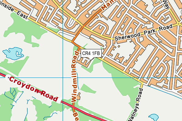 CR4 1FB map - OS VectorMap District (Ordnance Survey)