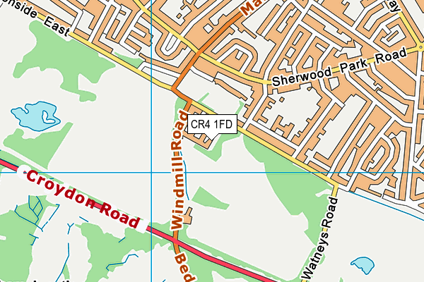 CR4 1FD map - OS VectorMap District (Ordnance Survey)