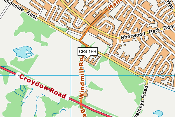 CR4 1FH map - OS VectorMap District (Ordnance Survey)