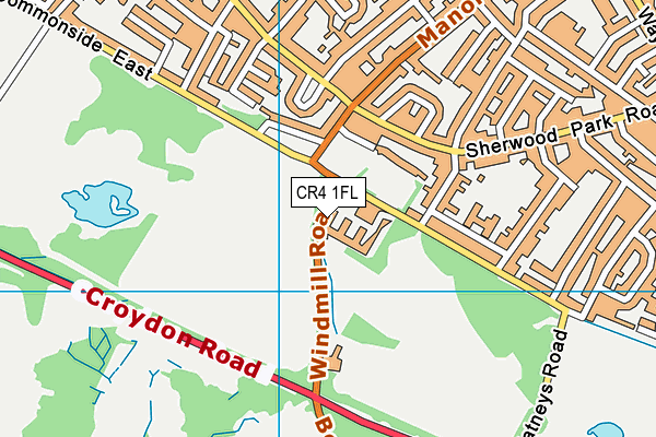 CR4 1FL map - OS VectorMap District (Ordnance Survey)