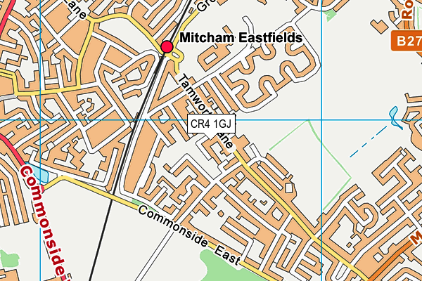 CR4 1GJ map - OS VectorMap District (Ordnance Survey)