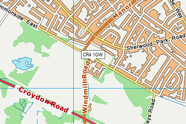 CR4 1GW map - OS VectorMap District (Ordnance Survey)