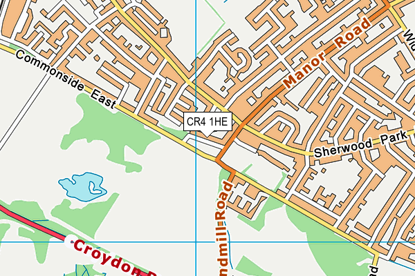 CR4 1HE map - OS VectorMap District (Ordnance Survey)
