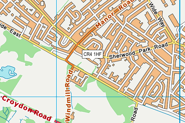 CR4 1HF map - OS VectorMap District (Ordnance Survey)