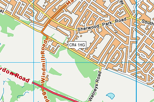 CR4 1HG map - OS VectorMap District (Ordnance Survey)