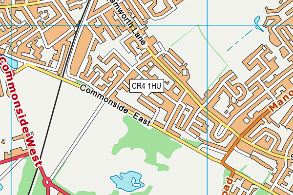 CR4 1HU map - OS VectorMap District (Ordnance Survey)