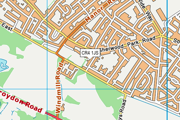 CR4 1JS map - OS VectorMap District (Ordnance Survey)