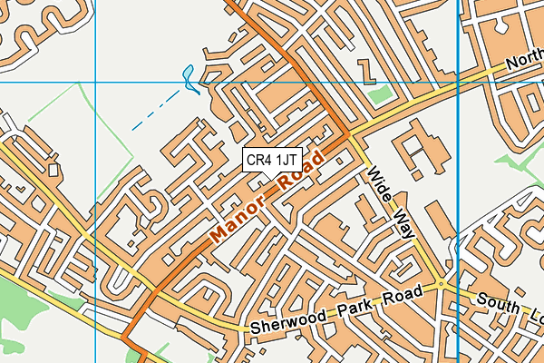 CR4 1JT map - OS VectorMap District (Ordnance Survey)