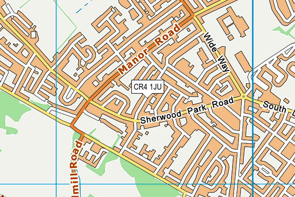 CR4 1JU map - OS VectorMap District (Ordnance Survey)