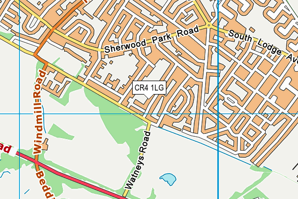 CR4 1LG map - OS VectorMap District (Ordnance Survey)