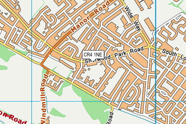 CR4 1NE map - OS VectorMap District (Ordnance Survey)