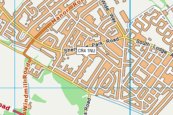 CR4 1NU map - OS VectorMap District (Ordnance Survey)