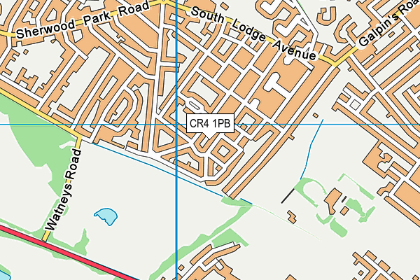 CR4 1PB map - OS VectorMap District (Ordnance Survey)