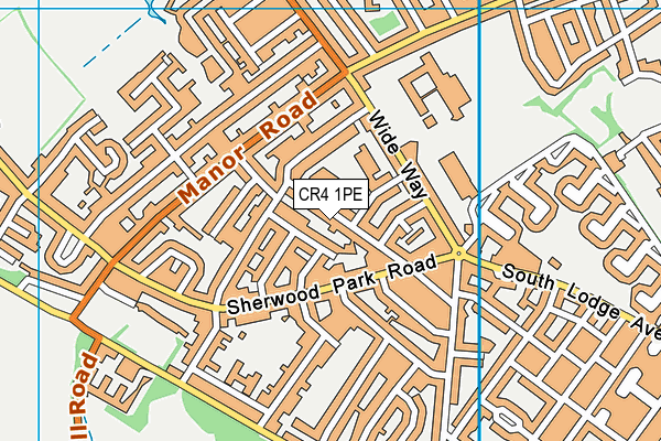 CR4 1PE map - OS VectorMap District (Ordnance Survey)