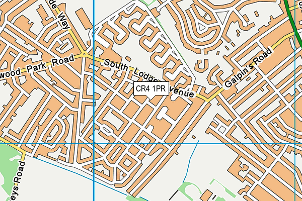 CR4 1PR map - OS VectorMap District (Ordnance Survey)