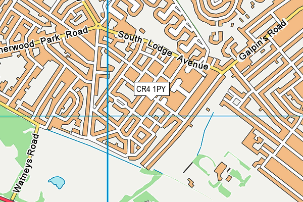 CR4 1PY map - OS VectorMap District (Ordnance Survey)