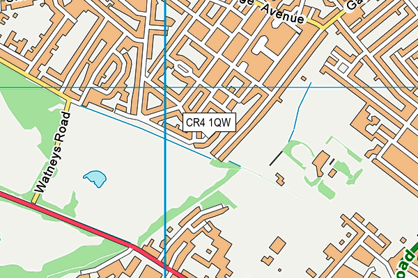 CR4 1QW map - OS VectorMap District (Ordnance Survey)