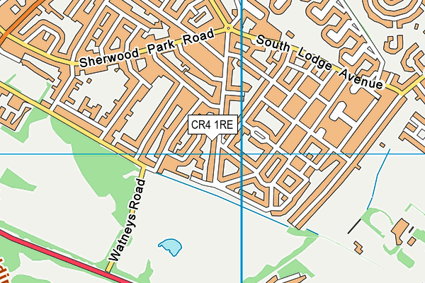 CR4 1RE map - OS VectorMap District (Ordnance Survey)