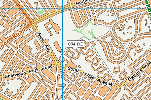 CR4 1XE map - OS VectorMap District (Ordnance Survey)