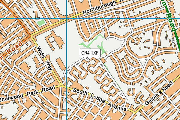 CR4 1XF map - OS VectorMap District (Ordnance Survey)