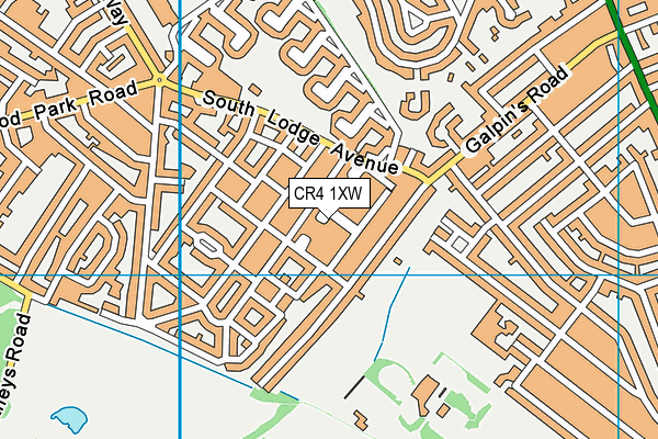 CR4 1XW map - OS VectorMap District (Ordnance Survey)