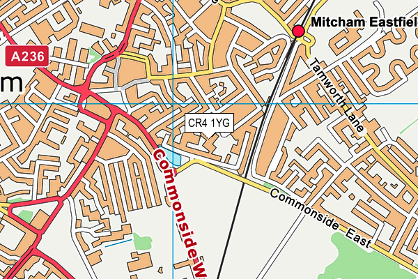 CR4 1YG map - OS VectorMap District (Ordnance Survey)