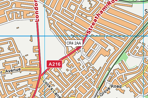 CR4 2AA map - OS VectorMap District (Ordnance Survey)