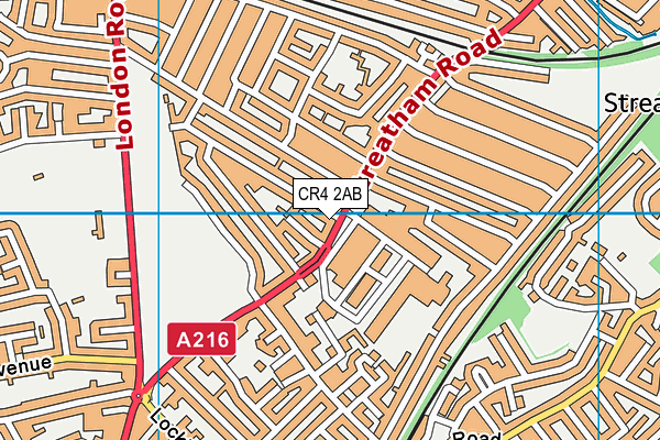 CR4 2AB map - OS VectorMap District (Ordnance Survey)