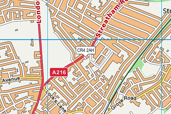 CR4 2AH map - OS VectorMap District (Ordnance Survey)