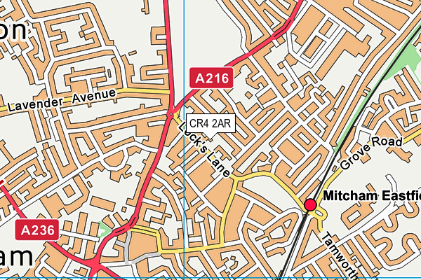 CR4 2AR map - OS VectorMap District (Ordnance Survey)