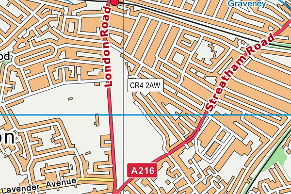 CR4 2AW map - OS VectorMap District (Ordnance Survey)