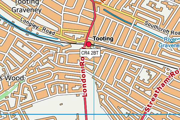 CR4 2BT map - OS VectorMap District (Ordnance Survey)