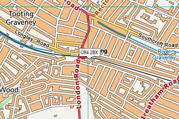 CR4 2BX map - OS VectorMap District (Ordnance Survey)