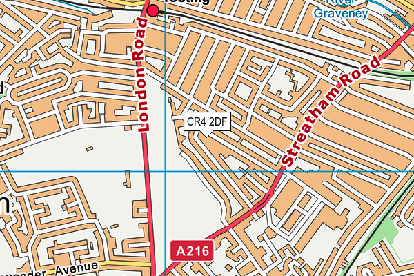 CR4 2DF map - OS VectorMap District (Ordnance Survey)